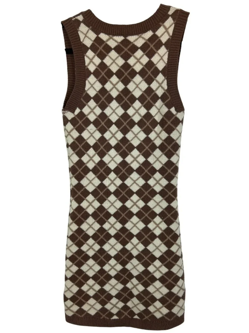 Hollister Sweater Bodycon Vest Dress XS Argyle V-Neck Sleeveless Mini Dress Y2K